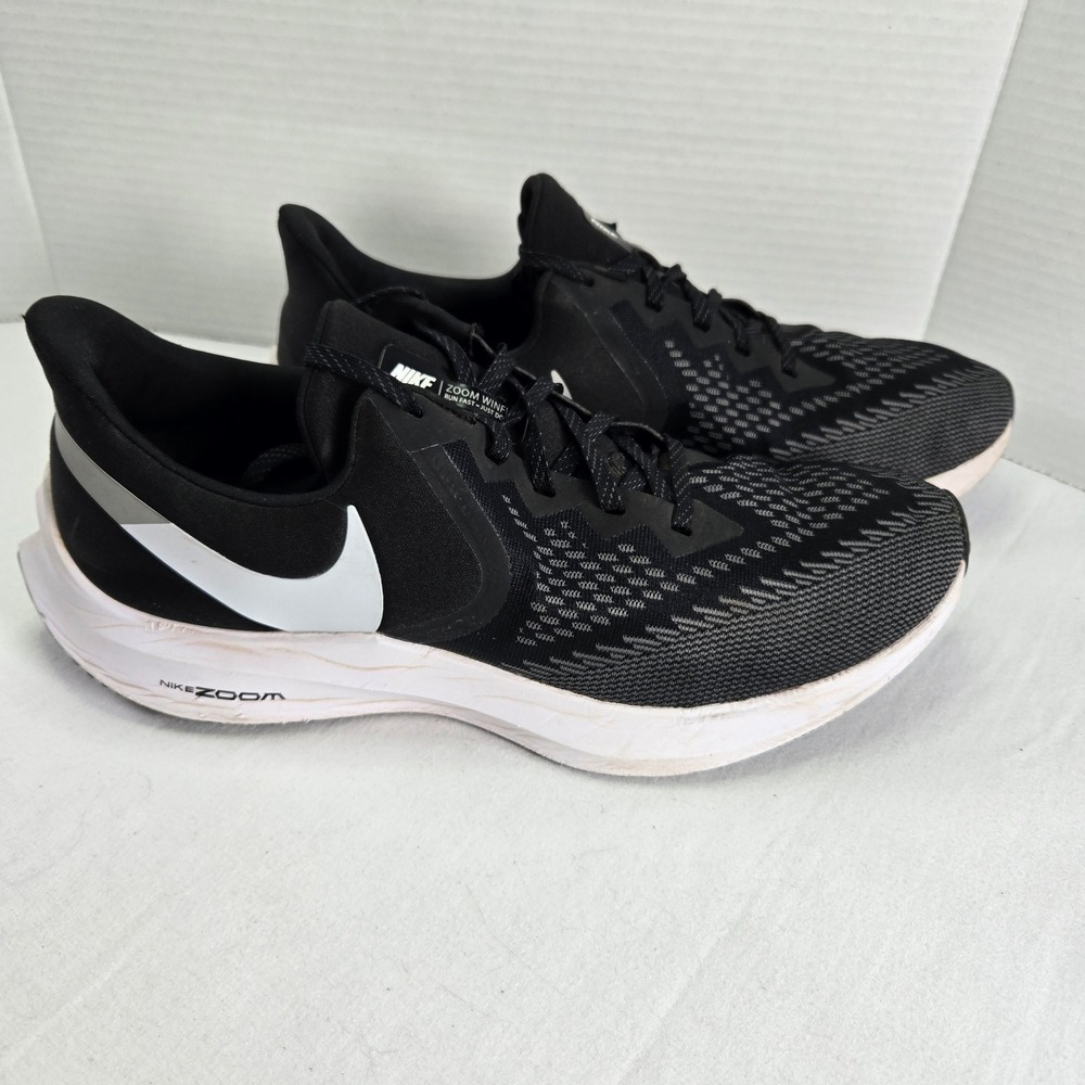 Nike Zoom Winflo Running Shoes Mens Size 13 AQ7497-001 Black White‎ Athletic